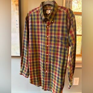 Viyella Zephyr Men’s Brushed Cotton Shirt Size XL EUC green navy rust